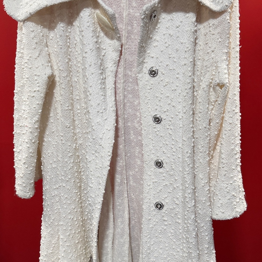 Gorgeous Joseph Ribkoff Ivory Textured Sequined Jacket w/ Lapel Collar - Picture 4 of 7
